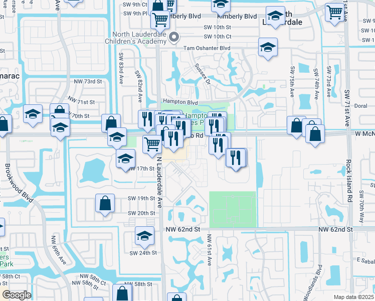 map of restaurants, bars, coffee shops, grocery stores, and more near 2309 Belmont Lane in North Lauderdale