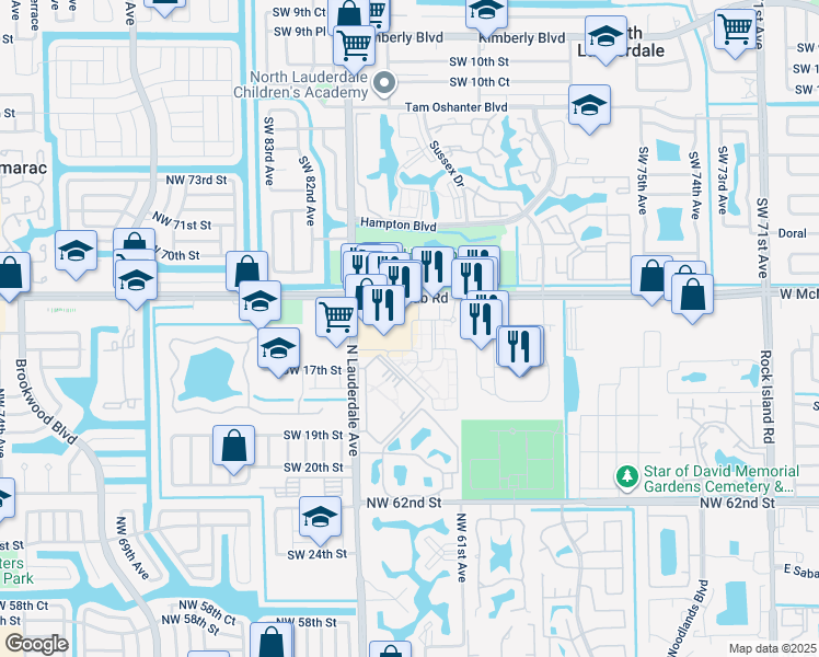 map of restaurants, bars, coffee shops, grocery stores, and more near 2309 Belmont Lane in North Lauderdale