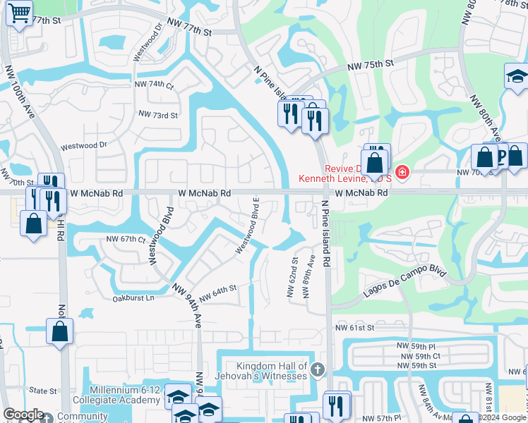 map of restaurants, bars, coffee shops, grocery stores, and more near 9101 Lime Bay Boulevard in Tamarac