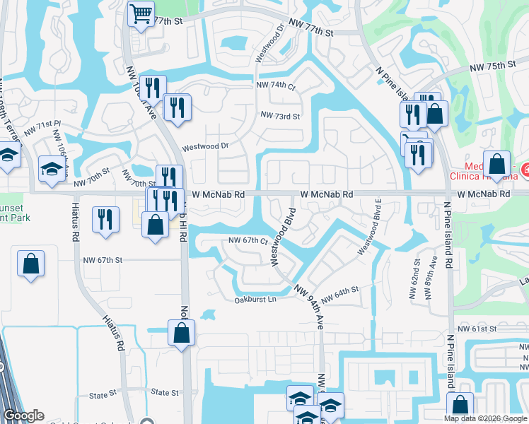 map of restaurants, bars, coffee shops, grocery stores, and more near in Tamarac