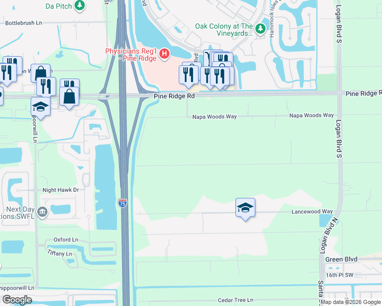 map of restaurants, bars, coffee shops, grocery stores, and more near 6115 Dogwood Way in Naples