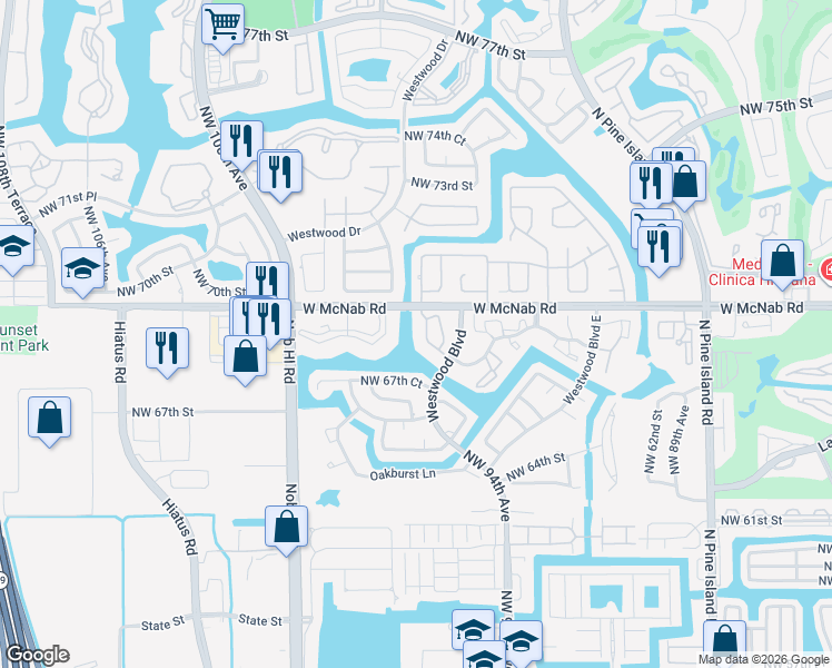 map of restaurants, bars, coffee shops, grocery stores, and more near in Tamarac