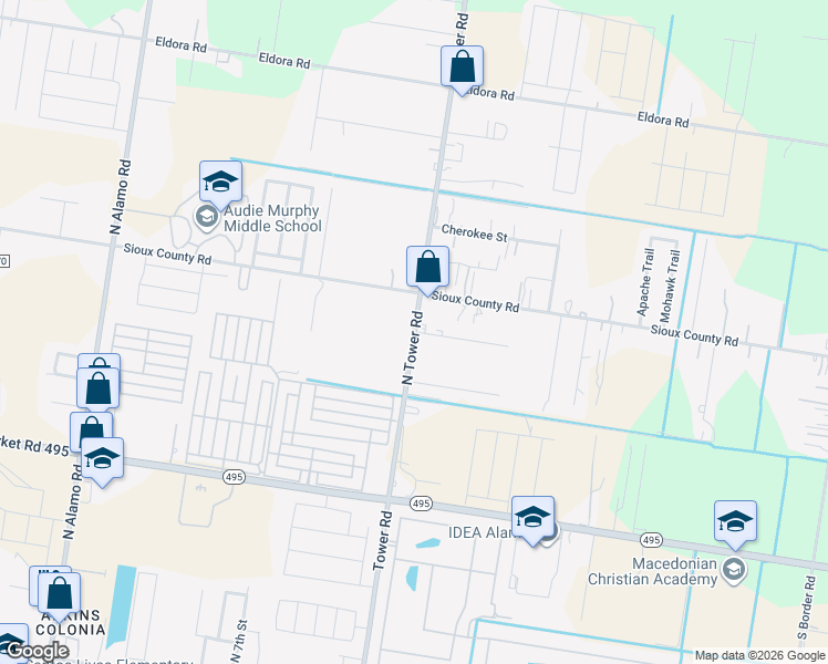 map of restaurants, bars, coffee shops, grocery stores, and more near Lucas Court in Alamo