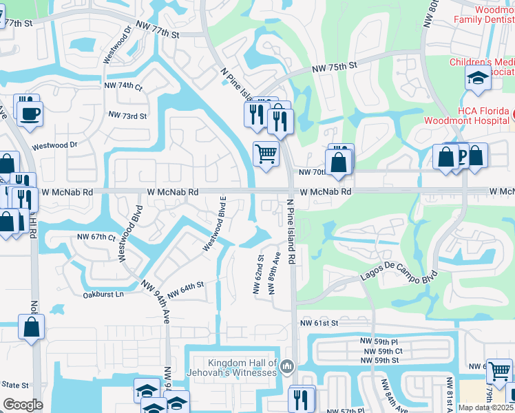 map of restaurants, bars, coffee shops, grocery stores, and more near 8846 West McNab Road in Tamarac