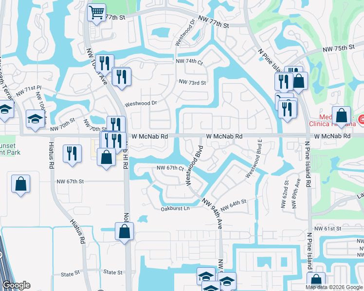 map of restaurants, bars, coffee shops, grocery stores, and more near in Tamarac
