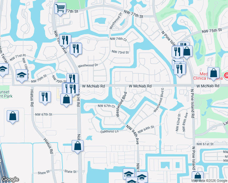 map of restaurants, bars, coffee shops, grocery stores, and more near in Tamarac