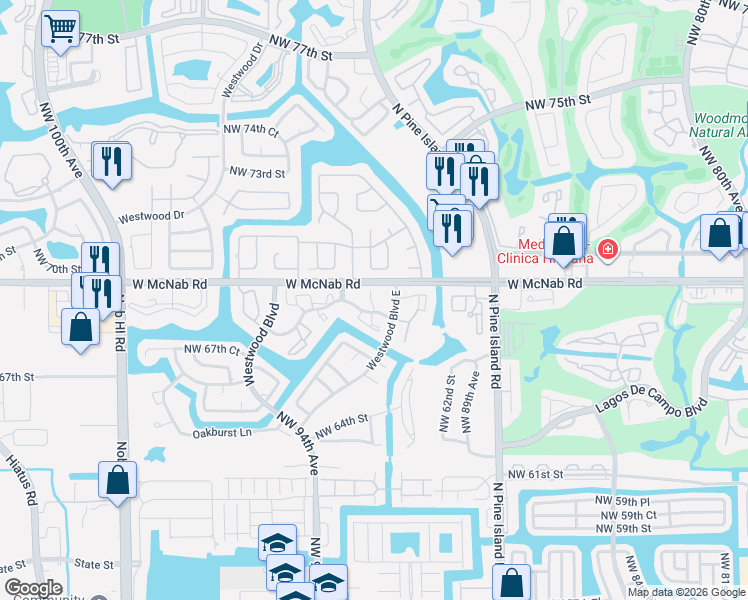 map of restaurants, bars, coffee shops, grocery stores, and more near 9151 Lime Bay Boulevard in Tamarac