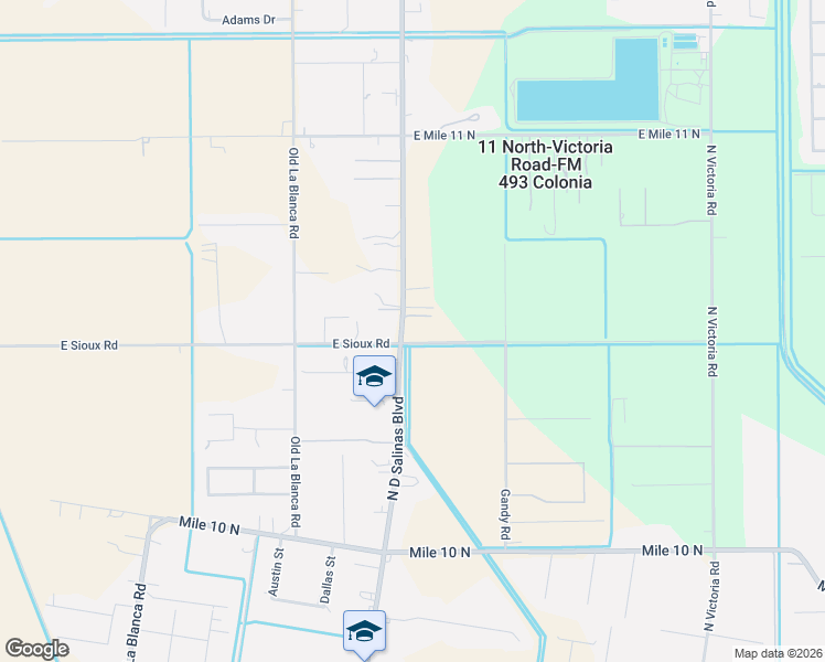 map of restaurants, bars, coffee shops, grocery stores, and more near 2237 La Blanca Road in Donna