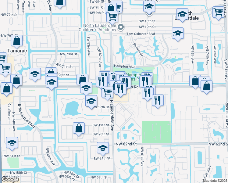map of restaurants, bars, coffee shops, grocery stores, and more near in North Lauderdale
