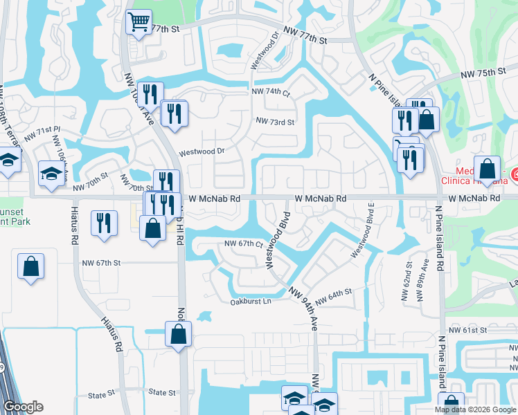 map of restaurants, bars, coffee shops, grocery stores, and more near in Tamarac