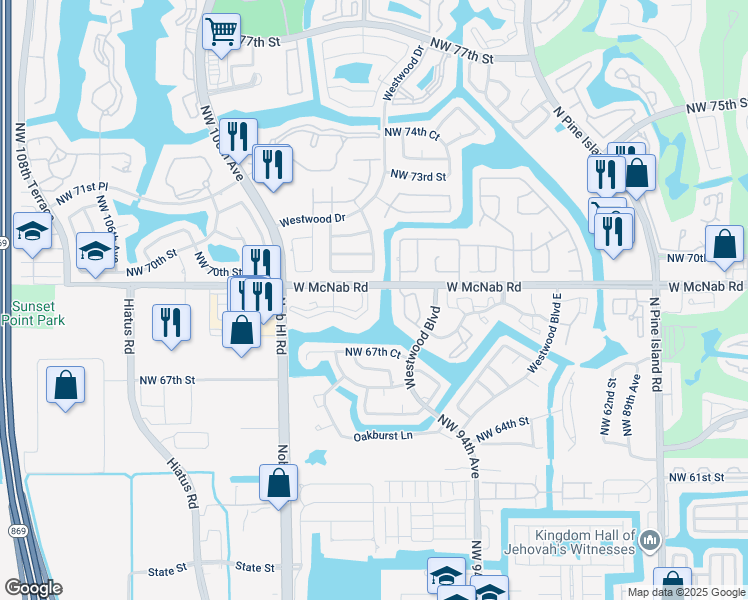 map of restaurants, bars, coffee shops, grocery stores, and more near in Tamarac