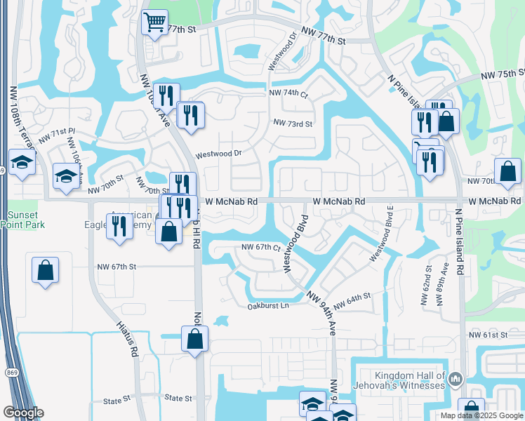 map of restaurants, bars, coffee shops, grocery stores, and more near in Tamarac