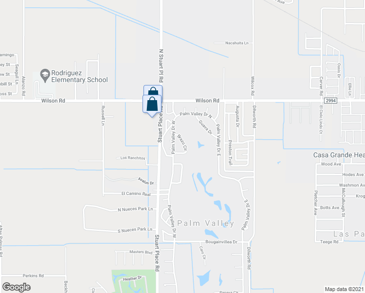 map of restaurants, bars, coffee shops, grocery stores, and more near 1709 Brazo Circle in Palm Valley