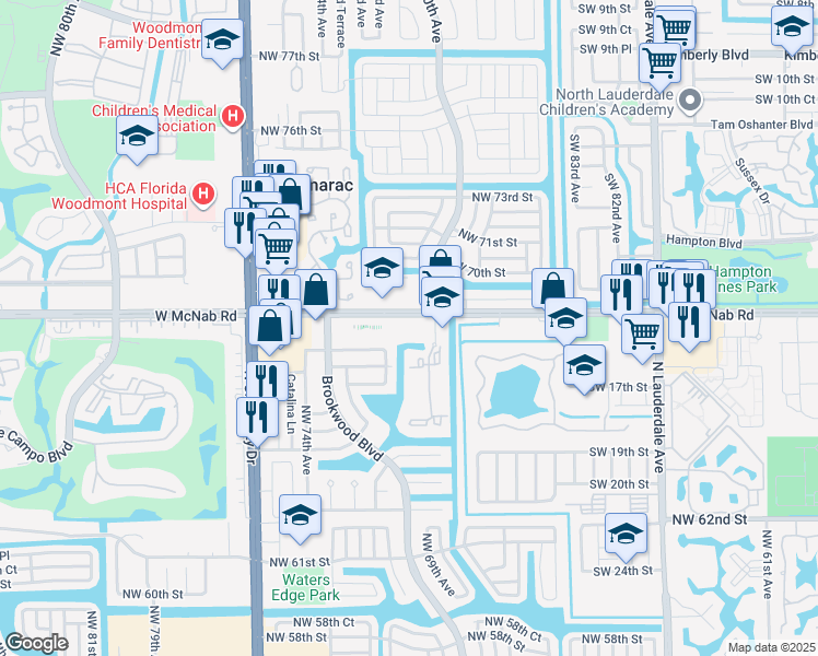 map of restaurants, bars, coffee shops, grocery stores, and more near in Tamarac