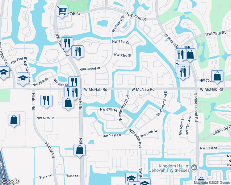map of restaurants, bars, coffee shops, grocery stores, and more near in Tamarac