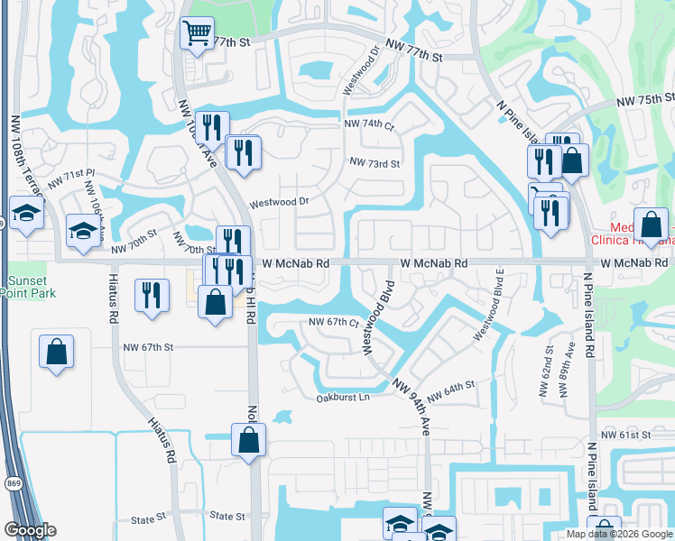 map of restaurants, bars, coffee shops, grocery stores, and more near in Tamarac