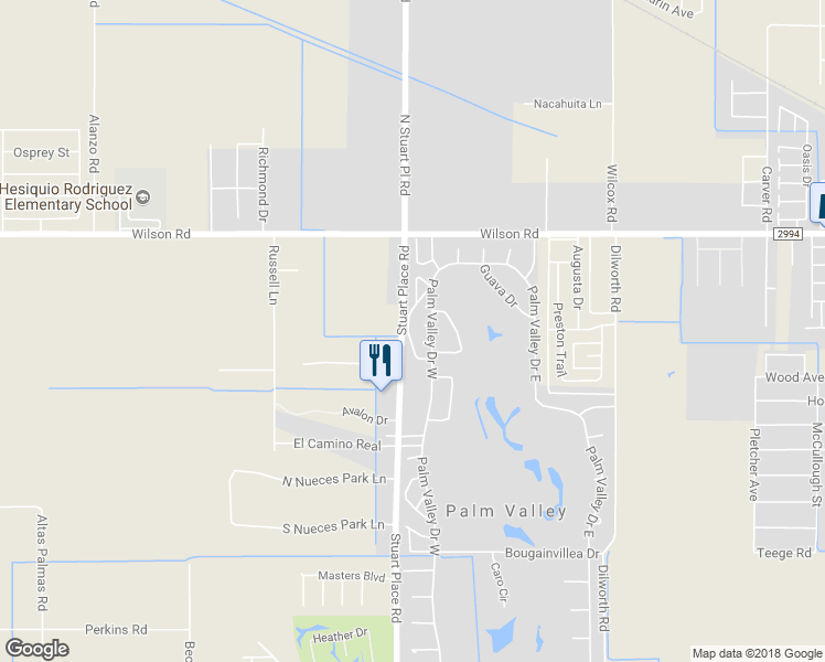 map of restaurants, bars, coffee shops, grocery stores, and more near 1718 Bobby Jones Drive in Harlingen