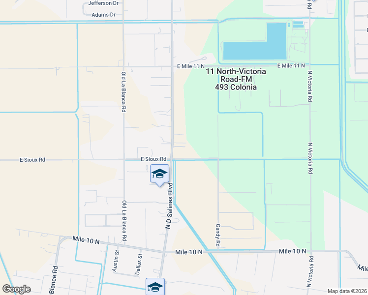 map of restaurants, bars, coffee shops, grocery stores, and more near 5256 Farm to Market Road 493 in Donna