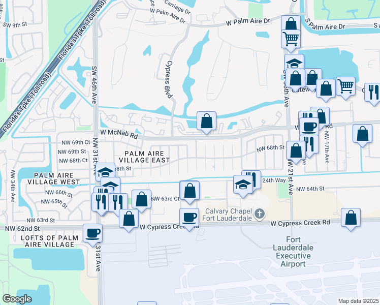 map of restaurants, bars, coffee shops, grocery stores, and more near 6800 Northwest 27th Avenue in Fort Lauderdale