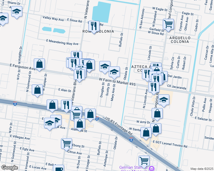 map of restaurants, bars, coffee shops, grocery stores, and more near 1611 Scotty Street in San Juan