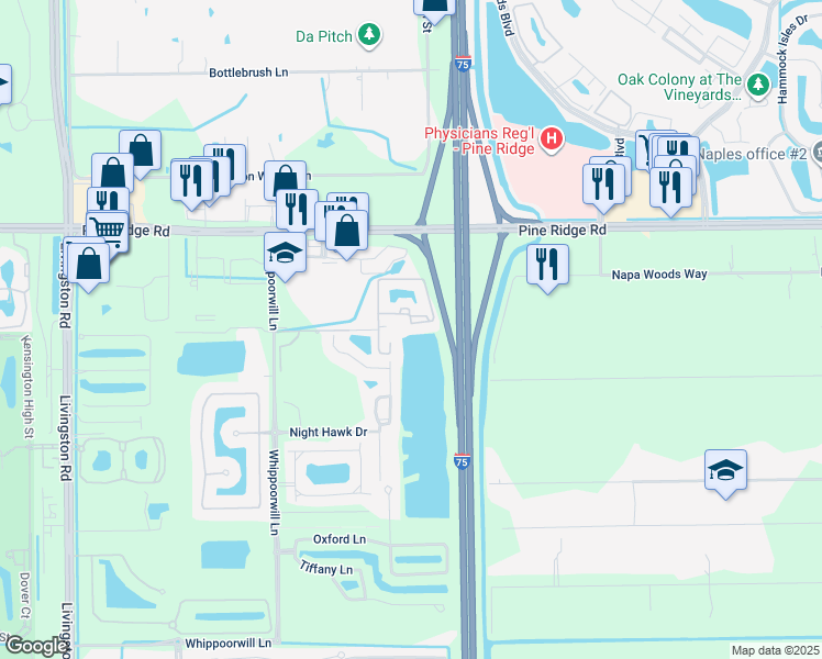 map of restaurants, bars, coffee shops, grocery stores, and more near 1215 Reserve Way in Naples
