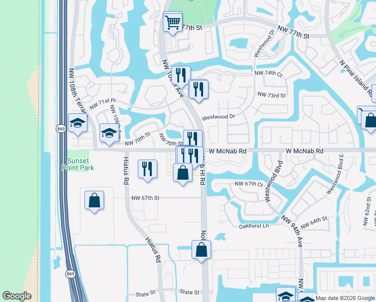map of restaurants, bars, coffee shops, grocery stores, and more near in Tamarac