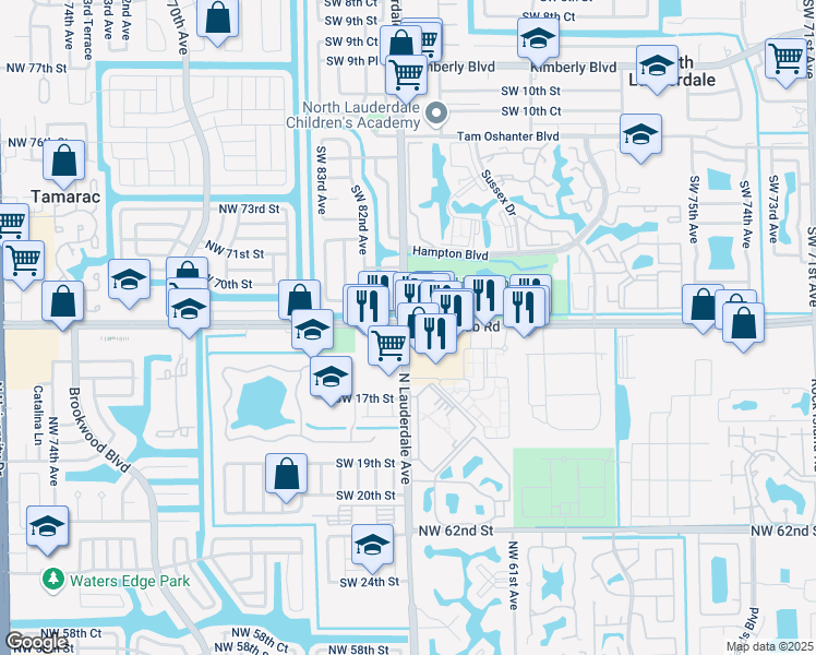 map of restaurants, bars, coffee shops, grocery stores, and more near West McNab Road & Southwest 81st Avenue in North Lauderdale