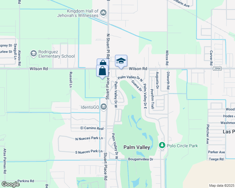 map of restaurants, bars, coffee shops, grocery stores, and more near 1719 Brazo Circle in Palm Valley