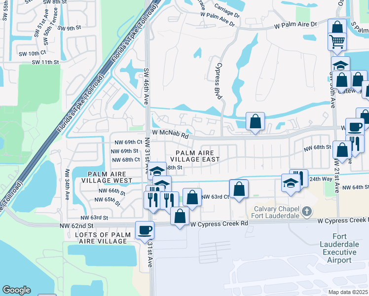 map of restaurants, bars, coffee shops, grocery stores, and more near 6898 Northwest 30th Avenue in Fort Lauderdale