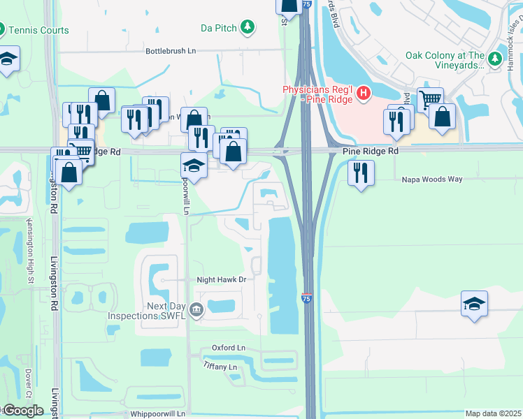 map of restaurants, bars, coffee shops, grocery stores, and more near 1130 Reserve Way in Naples