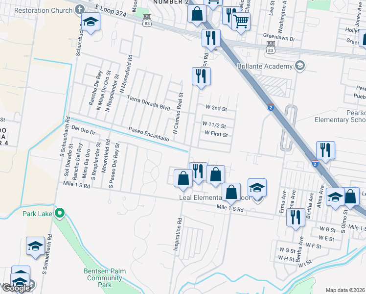 map of restaurants, bars, coffee shops, grocery stores, and more near 2201 Paseo Encantado Street in Mission