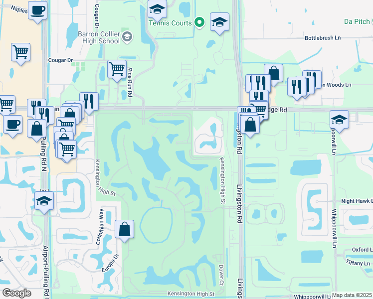 map of restaurants, bars, coffee shops, grocery stores, and more near 3250 Hamlet Drive in Naples
