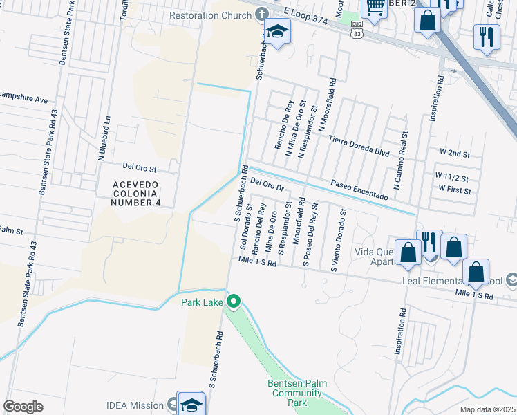 map of restaurants, bars, coffee shops, grocery stores, and more near 410 Mina De Oro in Mission