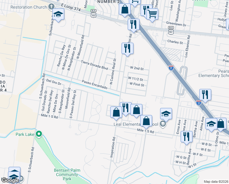 map of restaurants, bars, coffee shops, grocery stores, and more near 2201 Paseo Encantado Street in Mission