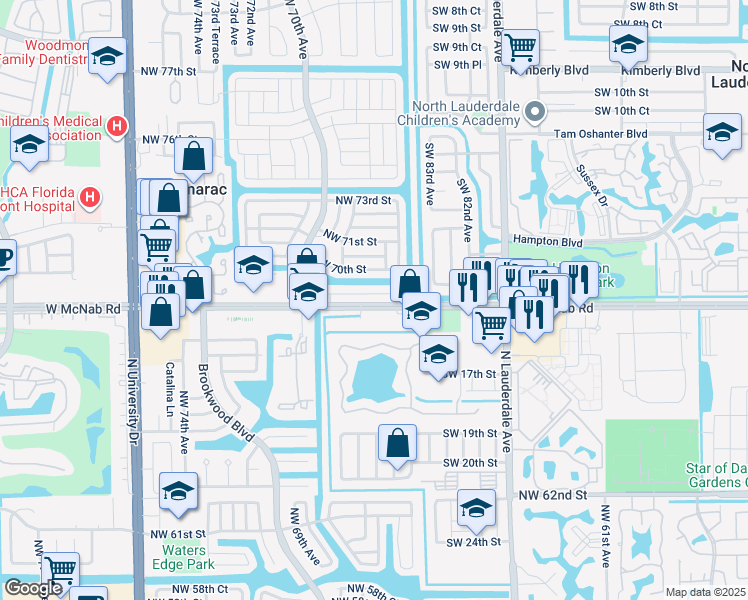 map of restaurants, bars, coffee shops, grocery stores, and more near in North Lauderdale