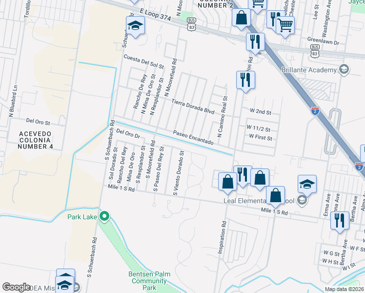 map of restaurants, bars, coffee shops, grocery stores, and more near 401 South Castillos Y Diamantes Street in Mission