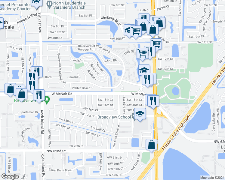 map of restaurants, bars, coffee shops, grocery stores, and more near 115 San Remo Boulevard in North Lauderdale