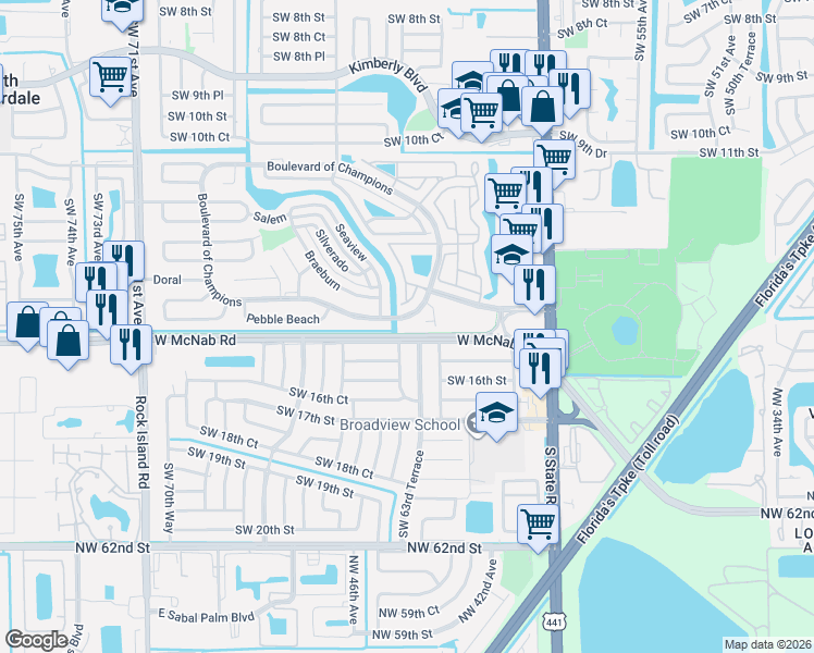 map of restaurants, bars, coffee shops, grocery stores, and more near 115 San Remo Boulevard in North Lauderdale