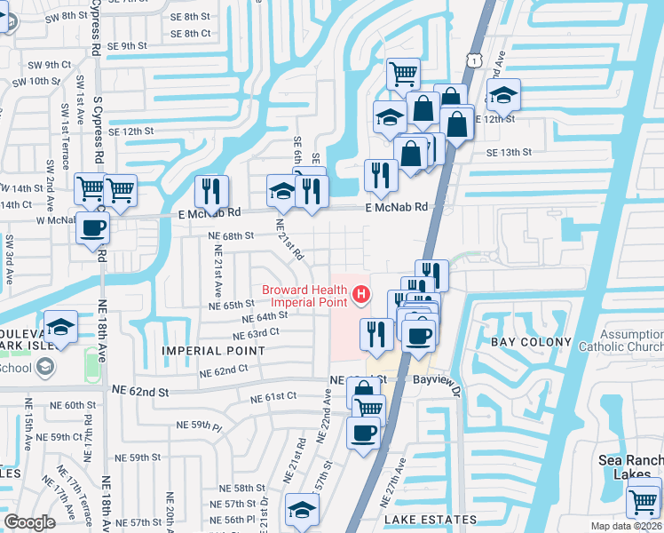 map of restaurants, bars, coffee shops, grocery stores, and more near 236 Northeast 22nd Avenue in Fort Lauderdale