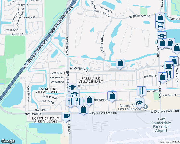 map of restaurants, bars, coffee shops, grocery stores, and more near 6985 Northwest 29th Avenue in Fort Lauderdale