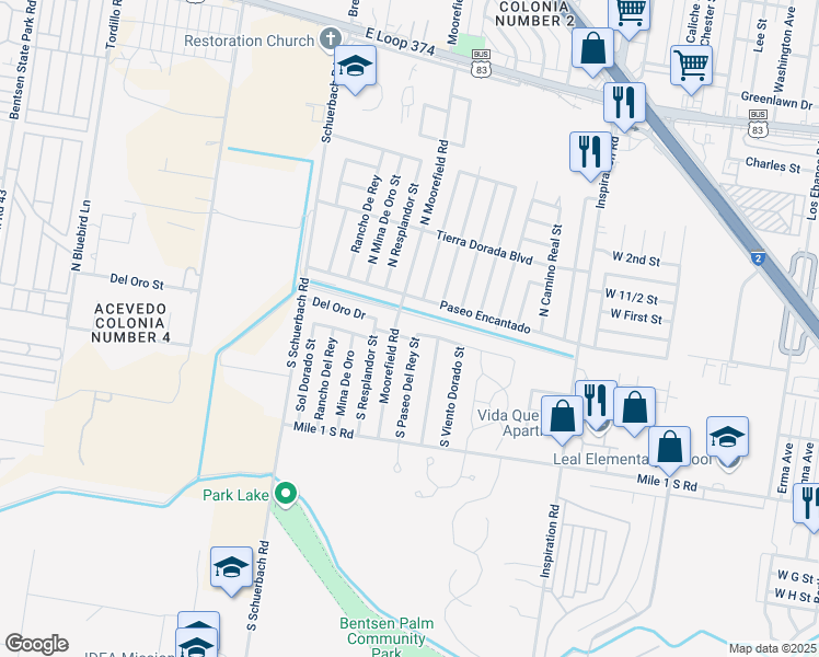 map of restaurants, bars, coffee shops, grocery stores, and more near 2608 Del Oro Drive in Mission