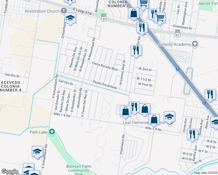 map of restaurants, bars, coffee shops, grocery stores, and more near 2321 Paseo Encantado in Mission