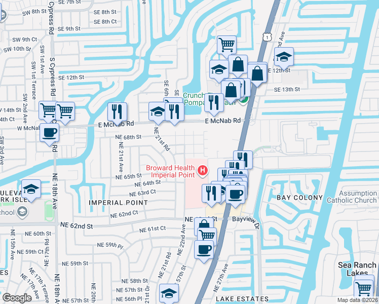 map of restaurants, bars, coffee shops, grocery stores, and more near 236 Northeast 22nd Avenue in Fort Lauderdale