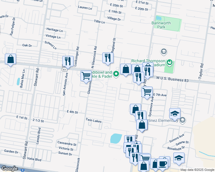 map of restaurants, bars, coffee shops, grocery stores, and more near 719 Ragland Street in Mission