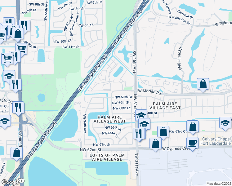 map of restaurants, bars, coffee shops, grocery stores, and more near 719 Gardens Drive in Pompano Beach