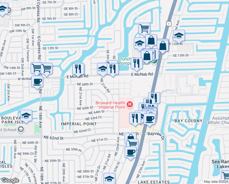 map of restaurants, bars, coffee shops, grocery stores, and more near 236 Northeast 22nd Avenue in Fort Lauderdale