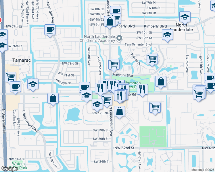 map of restaurants, bars, coffee shops, grocery stores, and more near in North Lauderdale