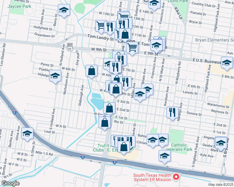 map of restaurants, bars, coffee shops, grocery stores, and more near 322 North Conway Avenue in Mission
