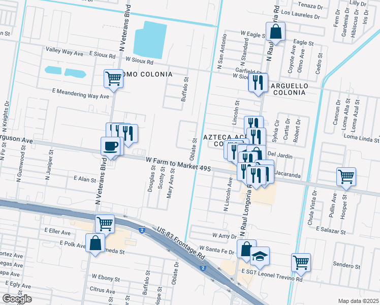map of restaurants, bars, coffee shops, grocery stores, and more near 401 Tiger Avenue in San Juan