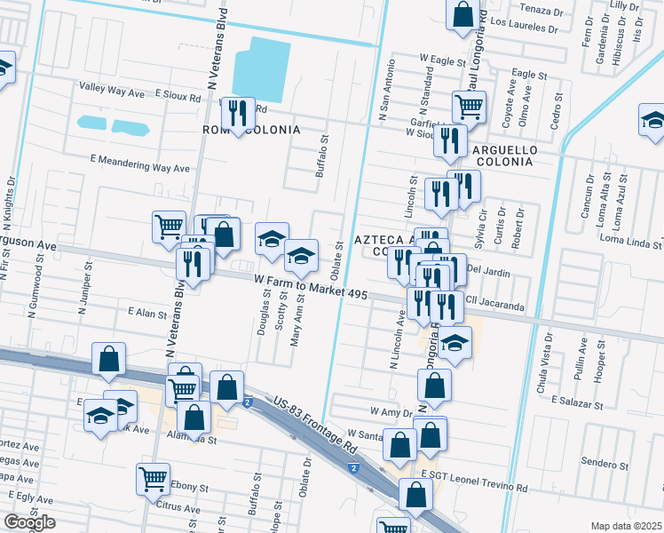 map of restaurants, bars, coffee shops, grocery stores, and more near 401 Tiger Avenue in San Juan